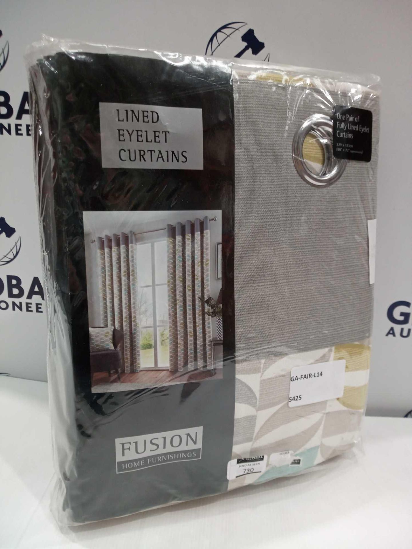 Rrp £80 Fusion Home Duck Egg Pair Of Fully Lined Eyelet Curtains