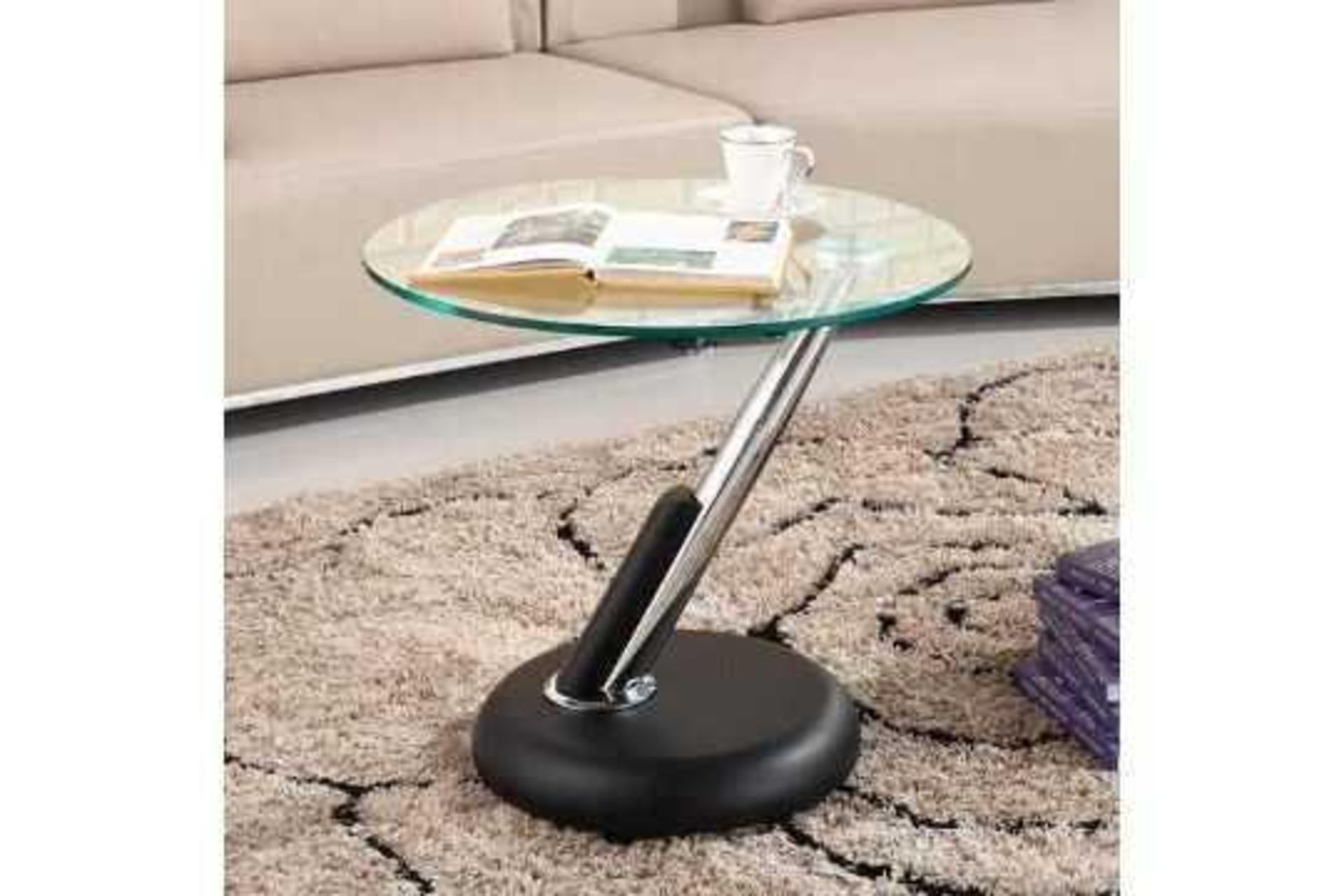 RRP £160 Boxed Tokyo Black Glass Lamp Table