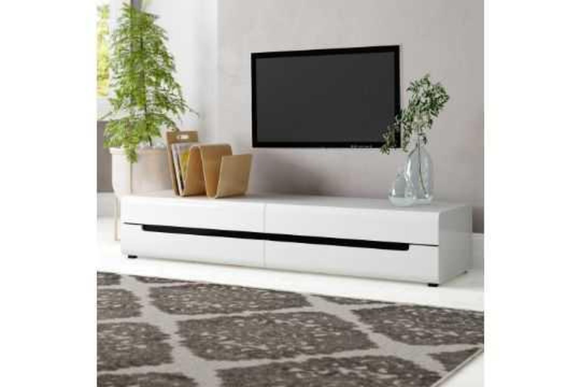 RRP £360 Metro Lane Tv Stand For Tvs Up To 77" White High Gloss (18107)