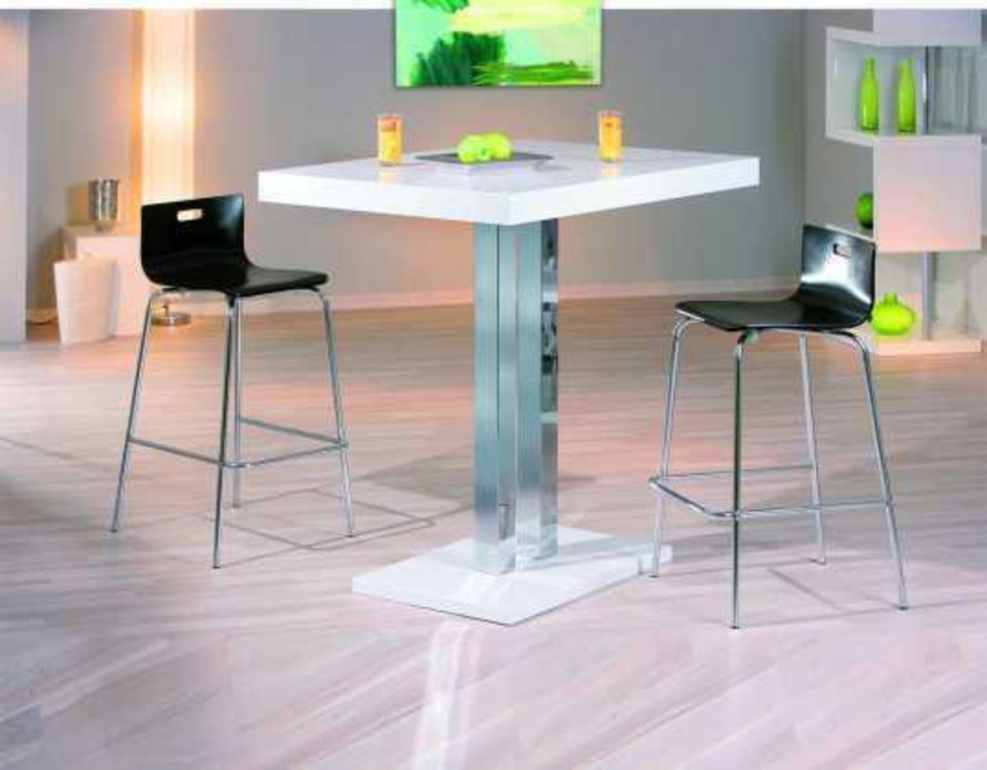 RRP £410 Inter Link Palazzi Bar Table, White, 120 X 110 X 80 Cm