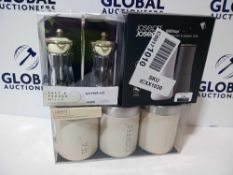 RRP £20 To £25 Each Assorted Boys Kitchen Items To Include Salt And Pepper Sets Tea Sugar And Coffee