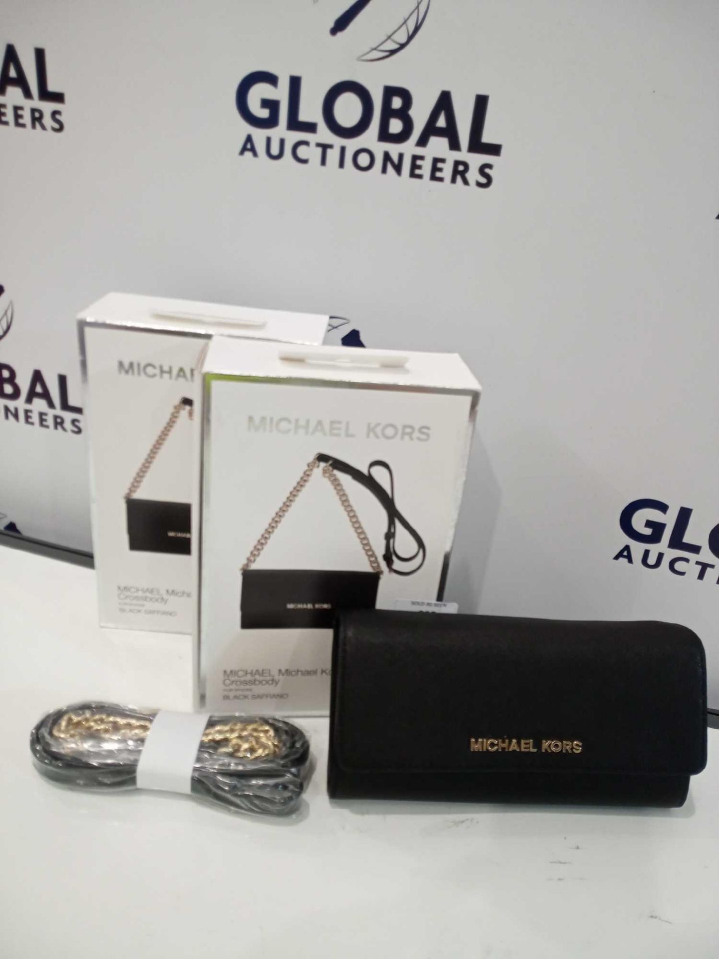 RRP £50 Boxed Michael Kors Ladies Crossbody Black Saffiano Wallet/Clutch Bag