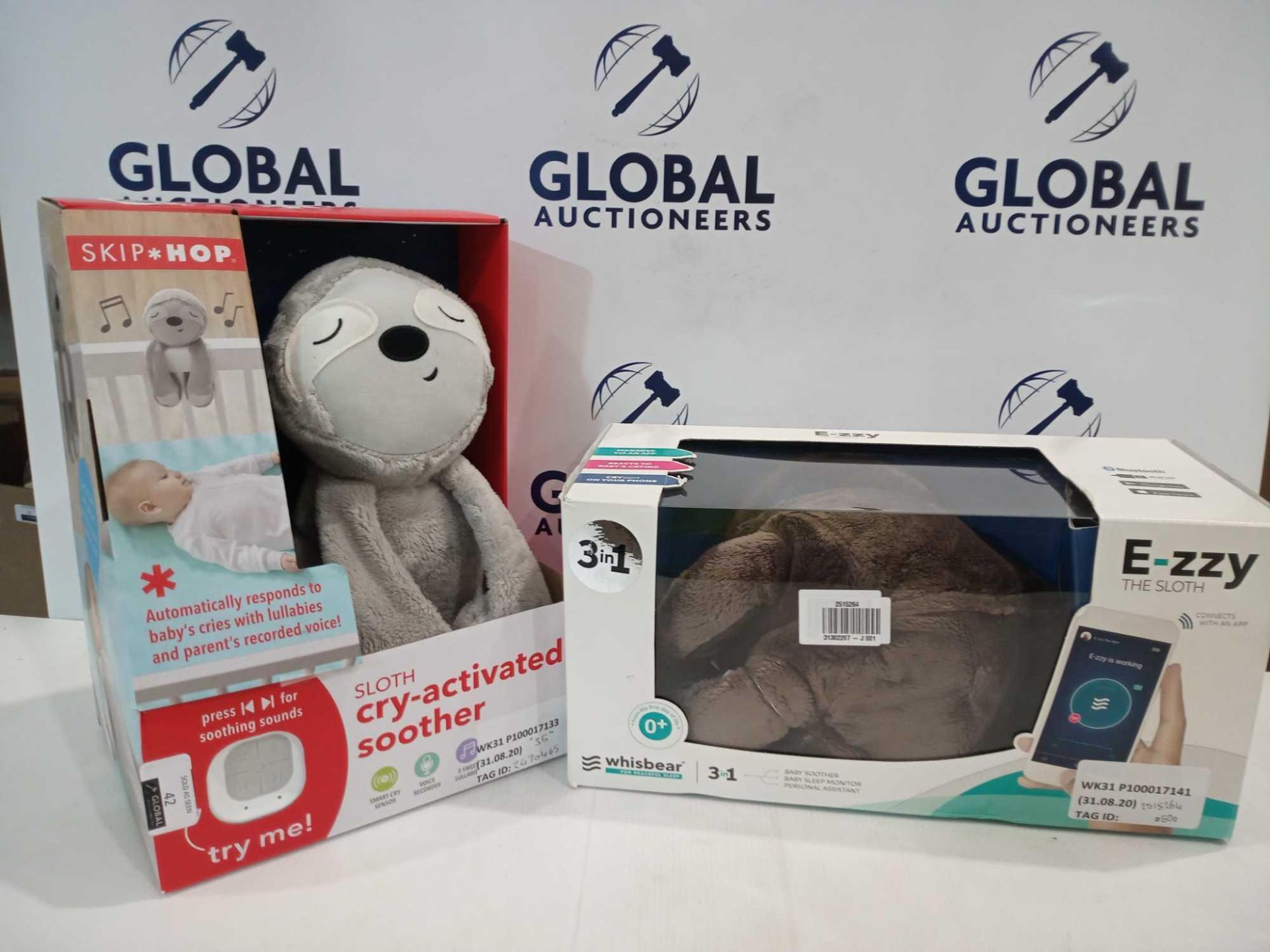 RRP £50 Each Box Assorted Nursery Items To Include Skip Hop Sloth Cry Activated Soother And E-Zzy Th