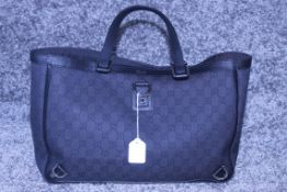 Rrp £1300 Gucci Black Monogramme Canvas Abbey 3-D Ring Large Tote Luxury Shoulder Bag With Ruthenium