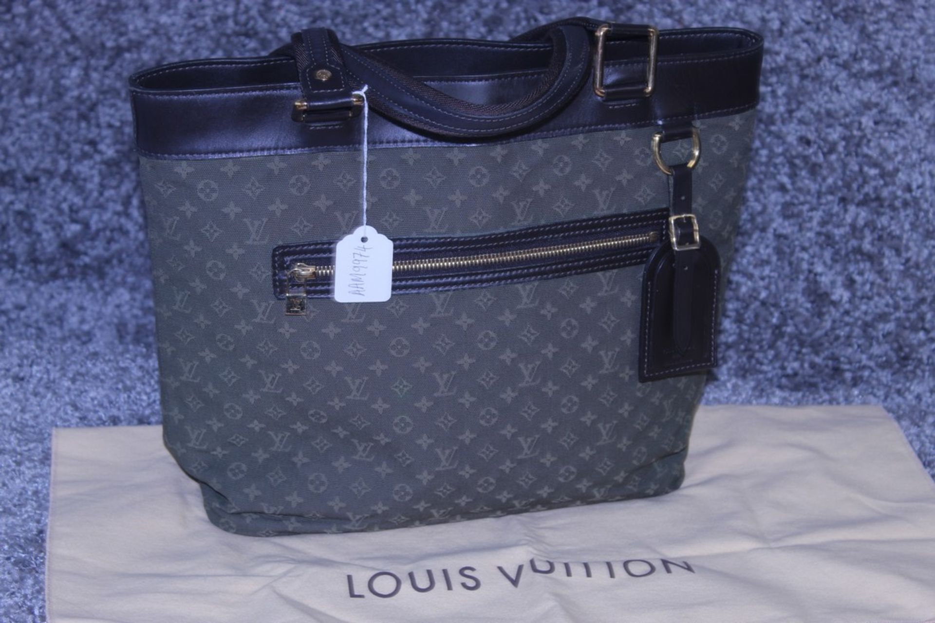 Rrp £1750 Louis Vuitton Lucile Gm Green Canvas Black Leather Strap Handled, Golden Brass Hardware - Image 2 of 5