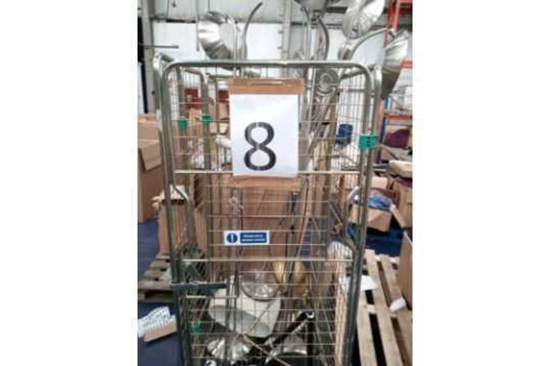 RRP £700 Cage To Contain 7 Unboxed John Lewis Assorted Floor Standing Lamps(Appraisals Available