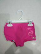 RRP £125 Lot To Contain 25 Brand New Girls Pink Uv Swimming Trunks
