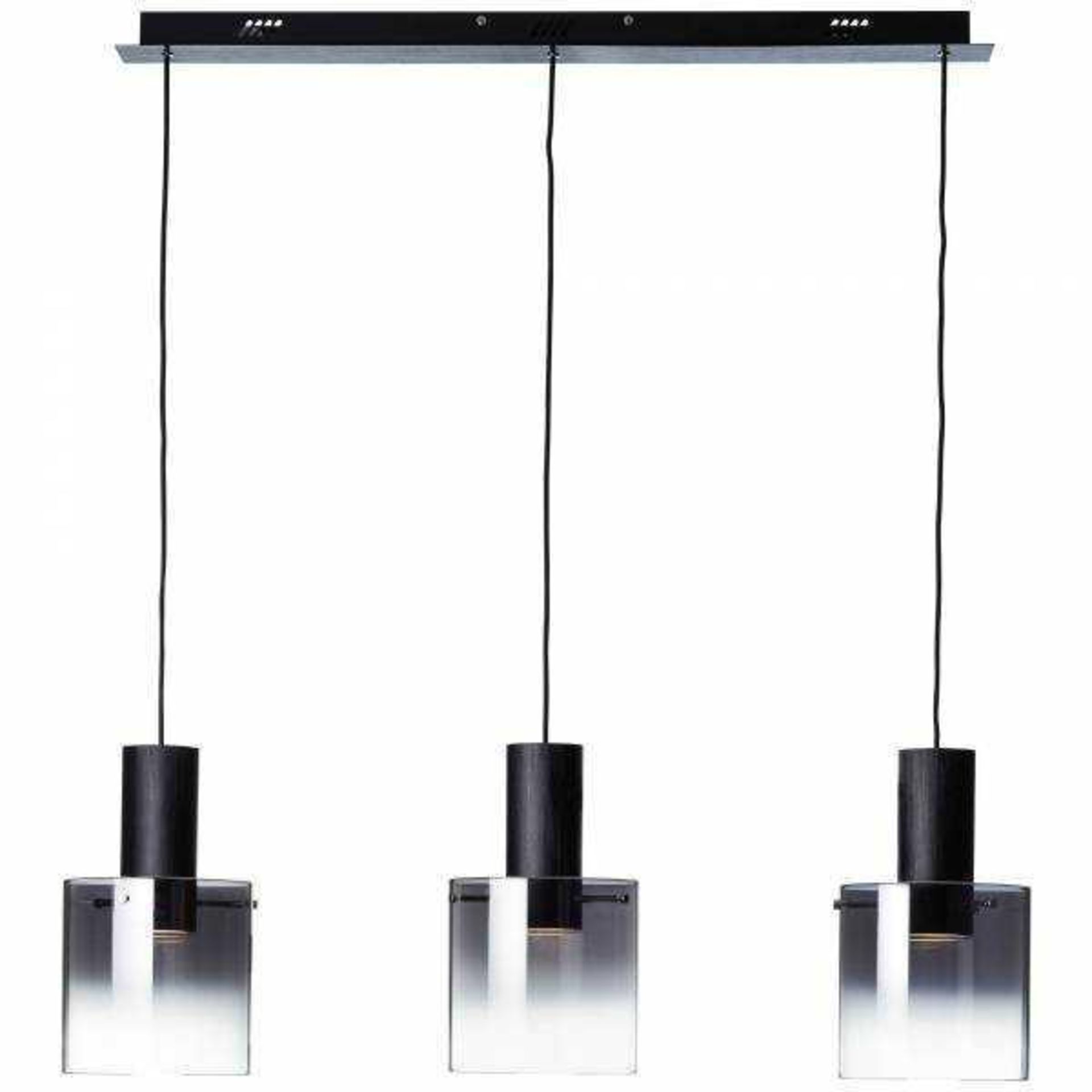 RRP £370 Boxed Pendulum Smoked Glass 3Lt Hanging Ceiling Pendent