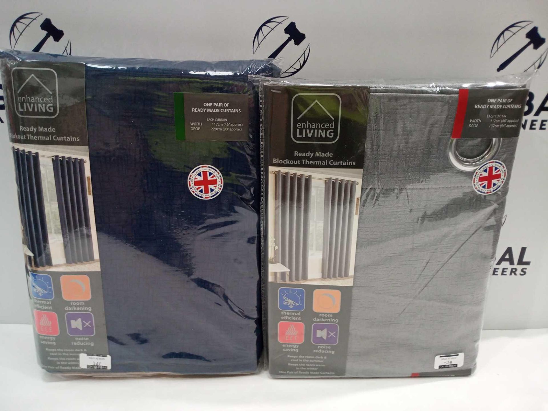 RRP £60 Lot To Contain 2 Assorted Pairs Of Enhanced Living Thermal Curtains To Include 46 X 90 In Na