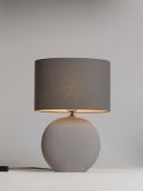 RRP £90 Boxed John Lewis Smooth Oval Table Lamp With Matt Grey Ceramic Shade