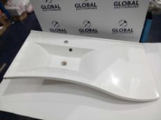 RRP £150 Boxed Curved White Modern Sink