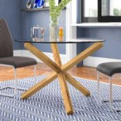 RRP £240 Zip Code Design Jemma Dining Table Glass And Oak Legs