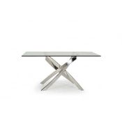 RRP £250 Boxed Kalmar Rectangular Clear Glass And Stainless Steel Dining Table