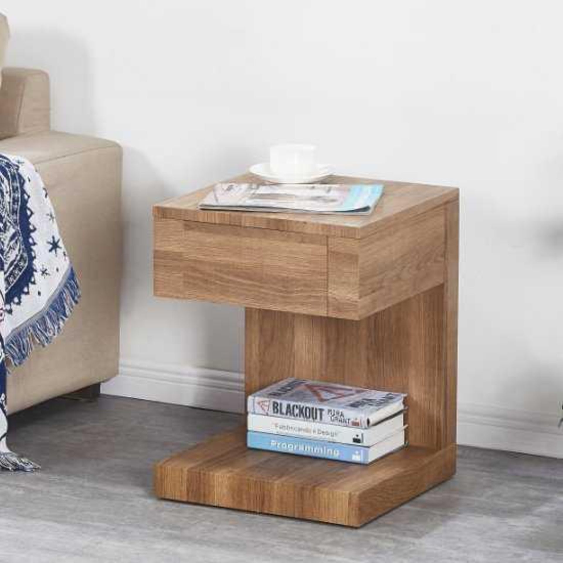 RRP £130 Dixon Wooden Bedside Table In Dark Oak With 1 Drawer