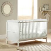 RRP £149 Boxed 4Baby Solid Wooden White Designer Cot Bed