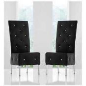 RRP £190 Asam Dining Chair In Black Faux Leather In A Pair