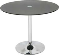 RRP £130 Levv Home Boxed Glass Dining Table In Black And Chrome