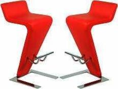 RRP £210 Boxed Pair Of Farello Red Bar Stools