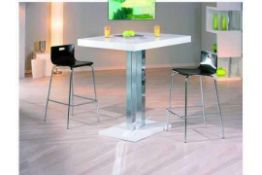 RRP £250 Boxed Inter Link Palazzi White Gloss And Chrome Bar Table
