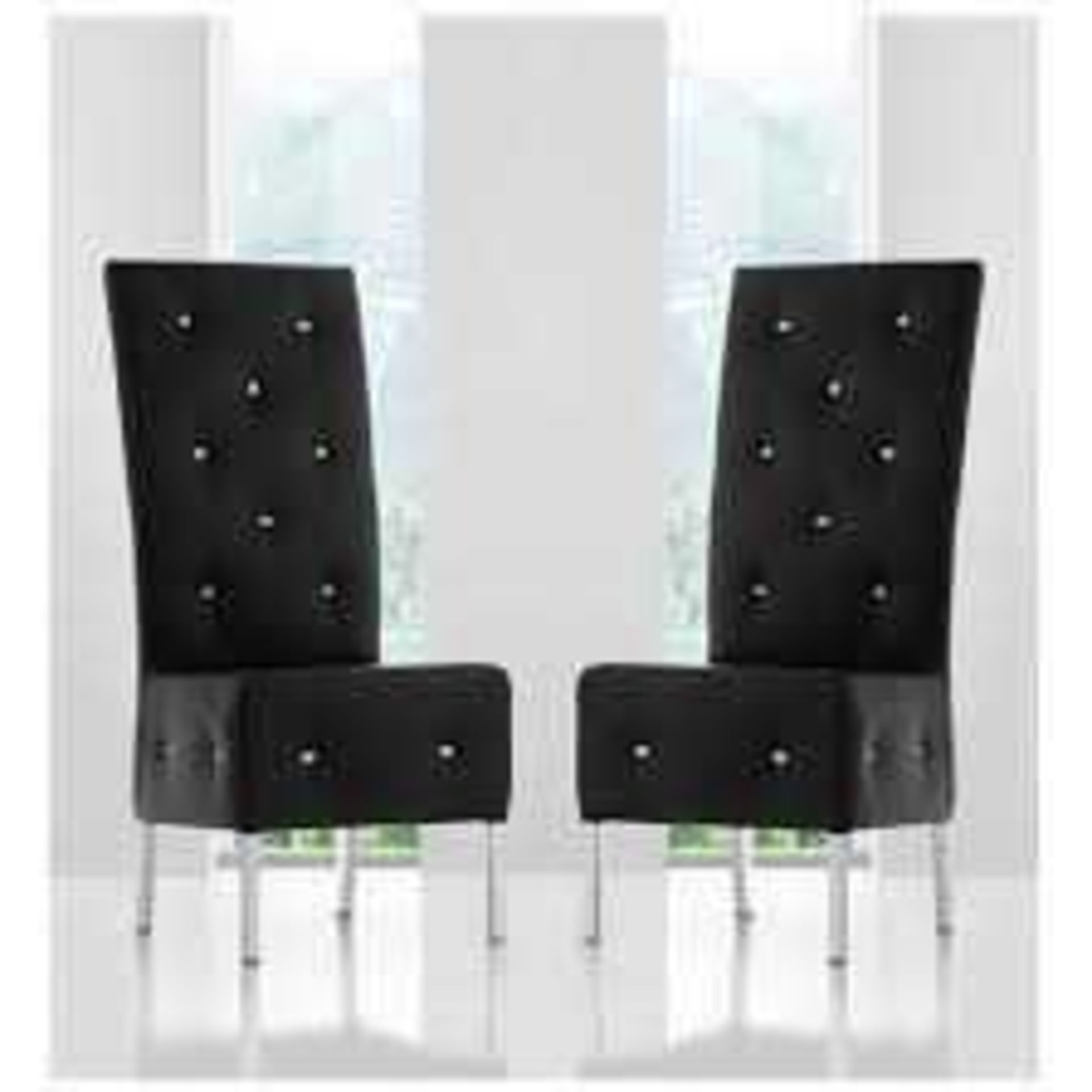 RRP £190 Asam Dining Chair In Black Faux Leather In A Pair