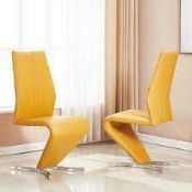 RRP £190 Gia Modern Dining Chair In Curry Faux Leather With Chrome Base In A Pair