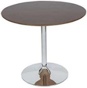 RRP £115 Levv Home Boxed Verona Round Dining Table In Walnut And Chrome