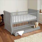 RRP £149 Boxed 4Baby Solid Grey Wooden Sleigh Cot Bed