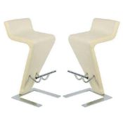 RRP £250 Farello Bar Stools In White Faux Leather In A Pair