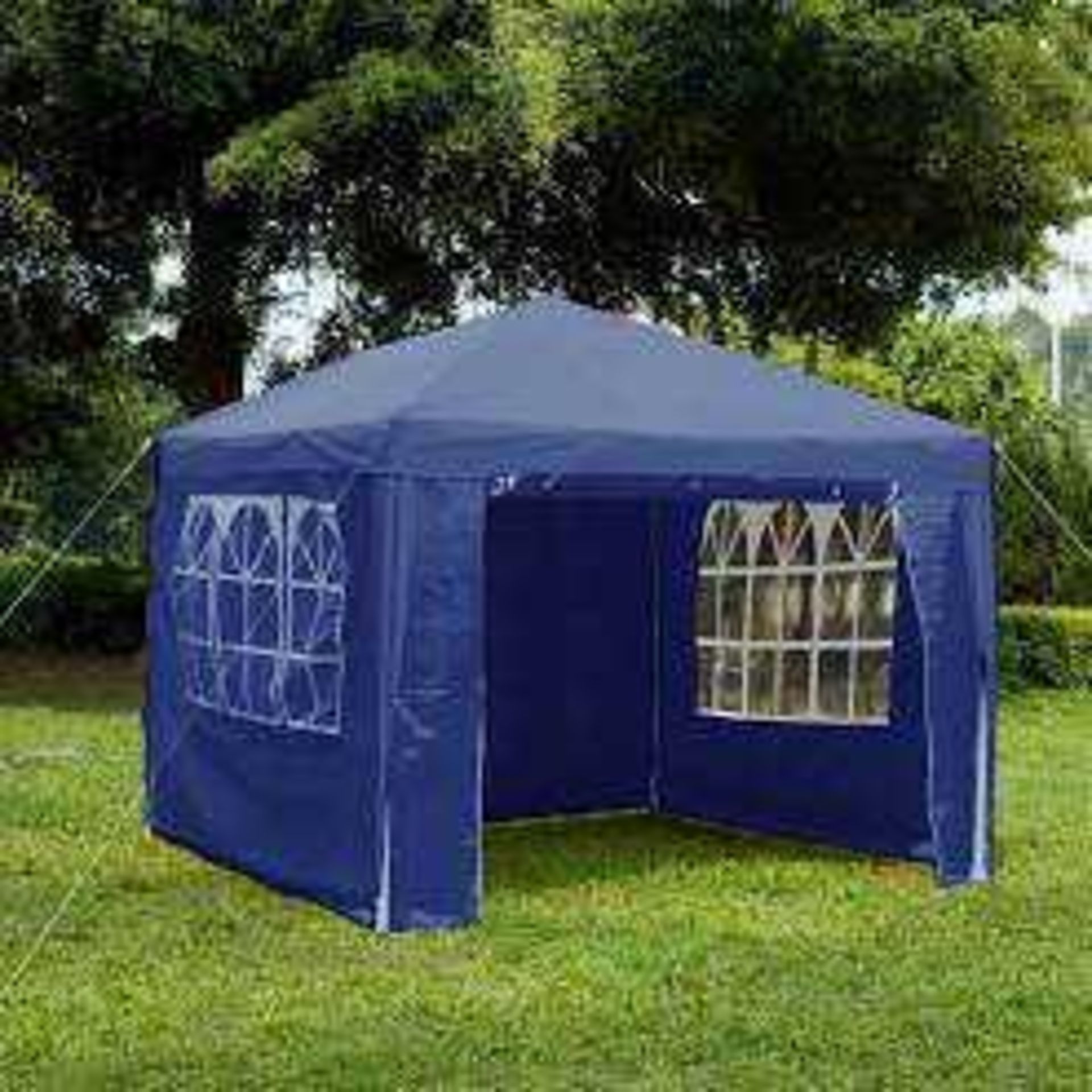 RRP £60 Boxed Garden Vida 3M X 3M Blue Marquee Gazebo With Sides