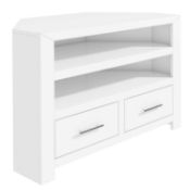 RRP £150 Boxed Windsor Painted White Solid Wood Corner Tv Unit