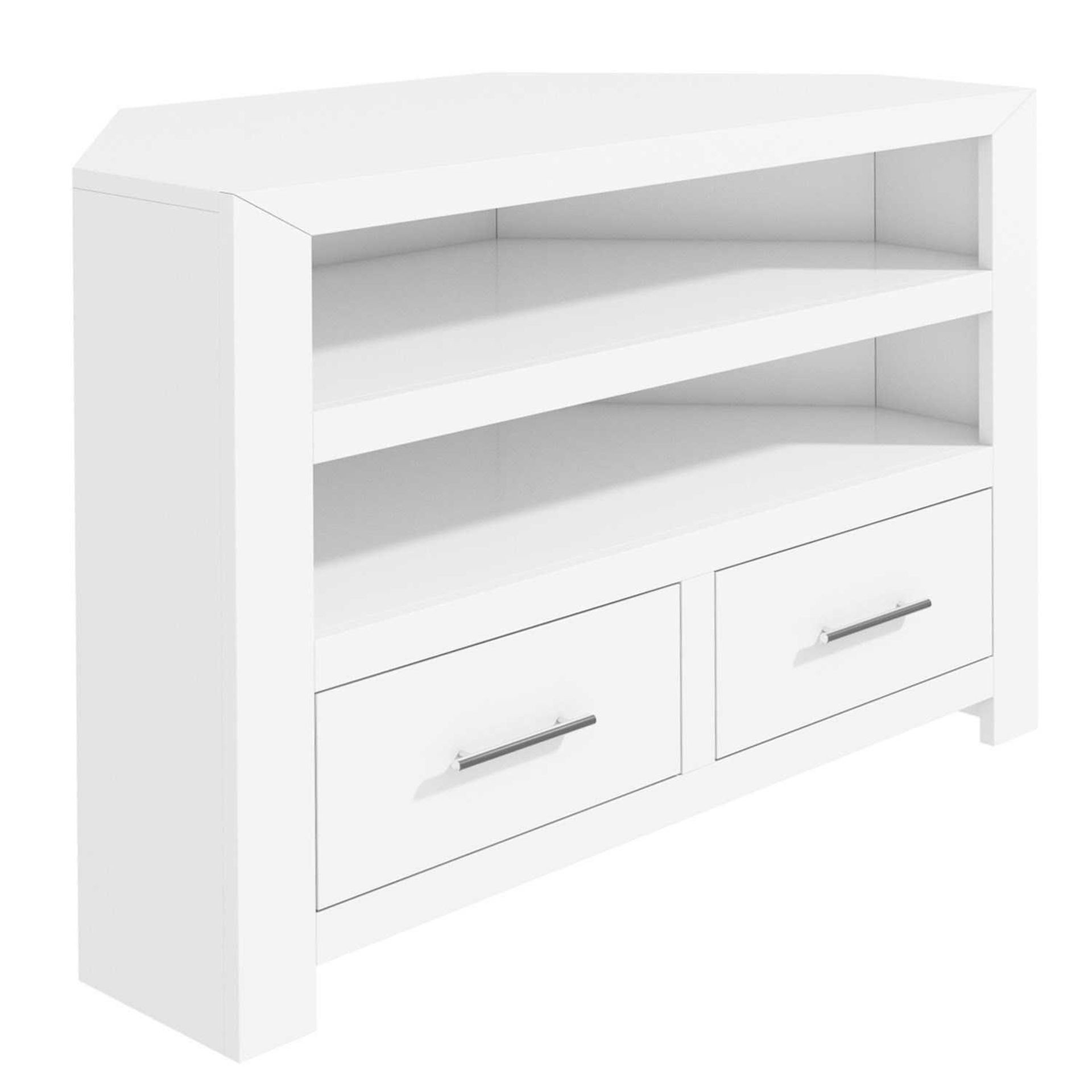 RRP £150 Boxed Windsor Painted White Solid Wood Corner Tv Unit