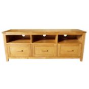 RRP £780.Boxed Brand New Sherburn Pkms 0744 Fenton 3 Drawer Tv Oak Effect Stand