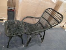 Rrp £100 Black Salsa Style Garden Chair And Stool Set