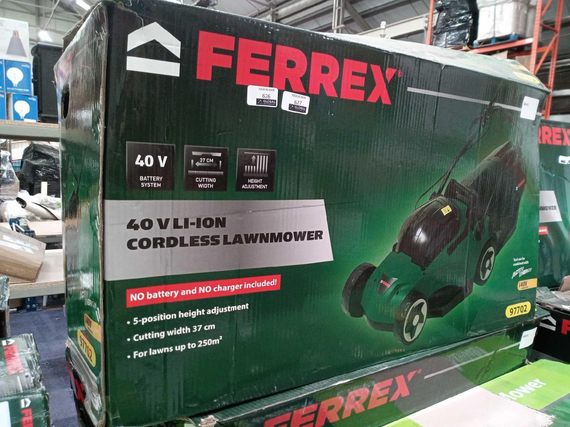 Rrp £70 Boxed Ferrex 40V Li-Ion Cordless Lawnmower