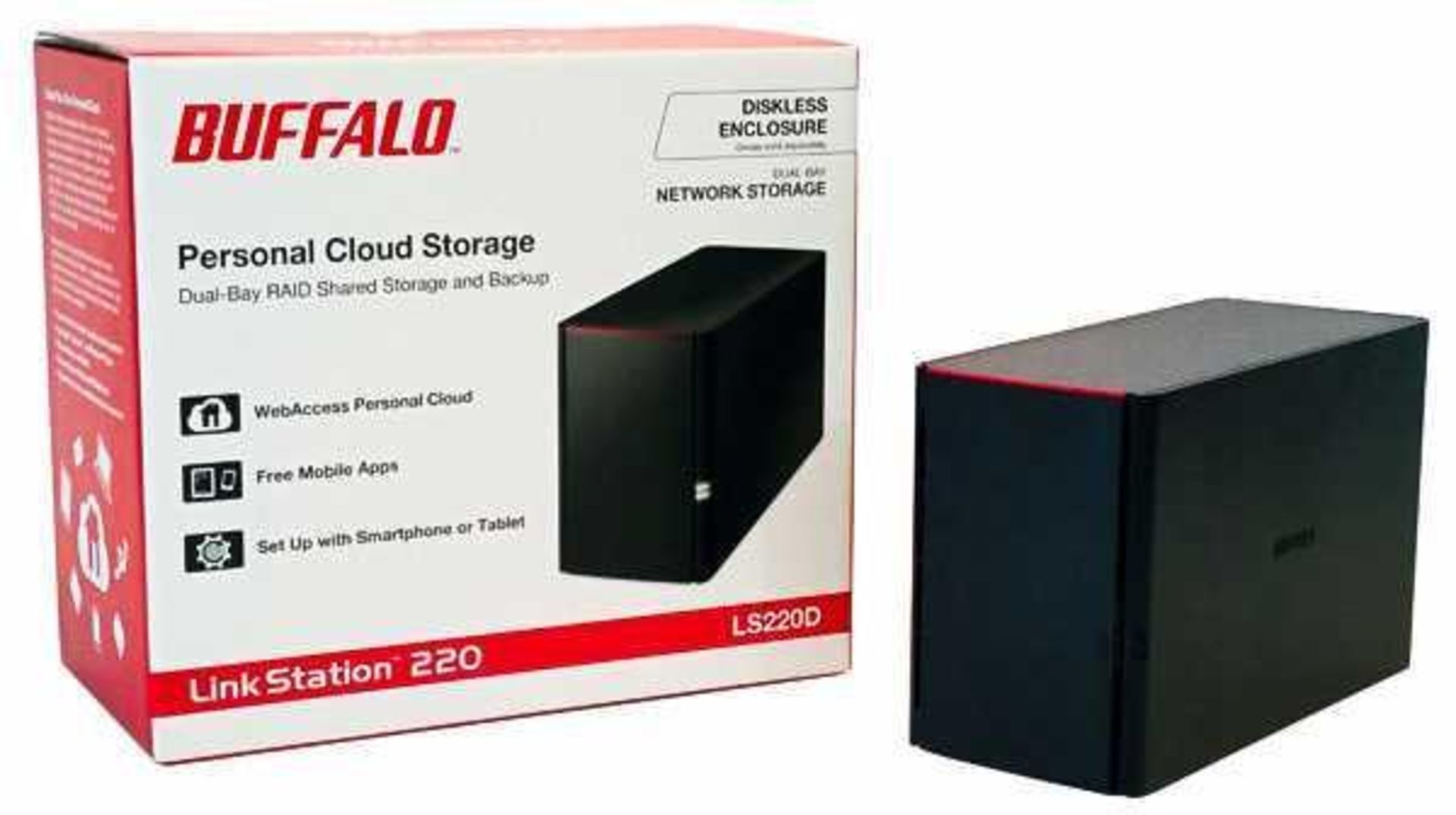 Rrp £250 Boxed Buffalo Windows 10 Ready Linkstation 220 Dual Bay Network Storage Unit