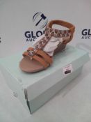 Rrp £45. Boxed Tan Ladies Small Wedge Size 3 Shoes
