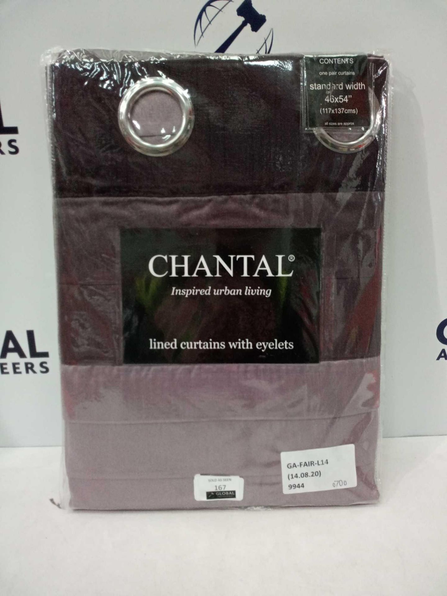 Rrp £70 Bagged Pair Of Chantal 117X137 Lined Eyelet Headed Curtains