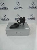 Rrp £95 Boxed Pair Of Gabor Size 5 Callow Black Leather Mid Court Shoes