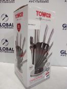 Rrp £50 Boxed Tower 7 Piece 360 Rotating Stand Knife Set