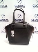 Rrp £60 Black Leather Casual Fold Large Wing Women'S Bag