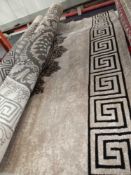 Rrp £150 Large Black And Grey Printed Designer Rug