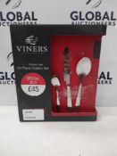 Rrp £80 Lot To Contain 3 Boxed Assorted Cutlery Sets To Include A 24 Piece Viners Cutlery Set And X2