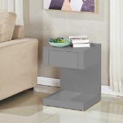 RRP £130 Dixon Bedside Table In Grey High Gloss With 1 Drawer (Appraisals Available On Request) (