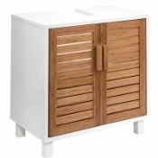 RRP £75 Boxed Butler'S Sands 60Cm Under Sink Storage Unit White And Oak Finish (Appraisals Available