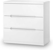 RRP £190 Boxed Manhattan 3 Drawer Chest In White High Gloss (Appraisals Available Upon Request) (