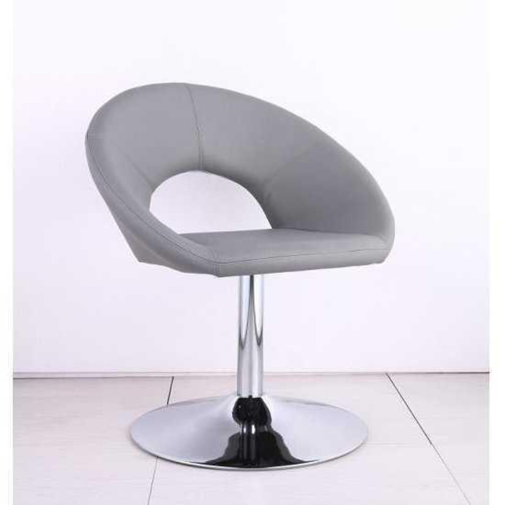 RRP £80 Polo Bistro Chair In Grey Faux Leather With Chrome Base (Appraisals Available On Request) (