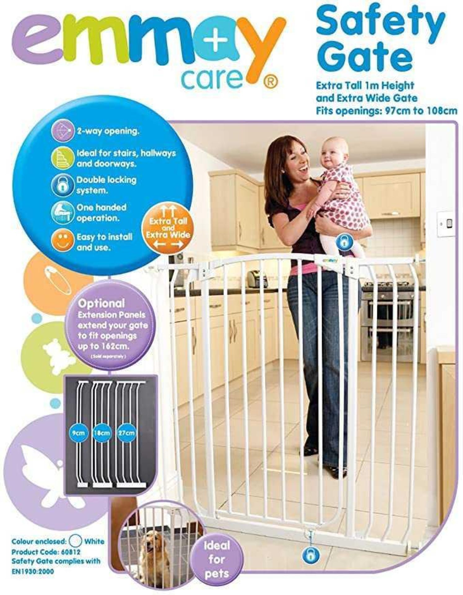 Rrp £100 Boxed Emmay Care Extra Tall Safety Gate