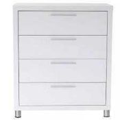 Rrp £350 Boxed Maxi High Gloss White 4 Draw Chest