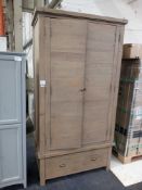 Rrp £900 Rustic Reclaimed Wood 2-Door Light Brown Wardrobe