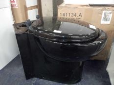 Rrp £300 Brand New Boxed Vida Black Gloss Corner Toilet With Solid Plastic Seat